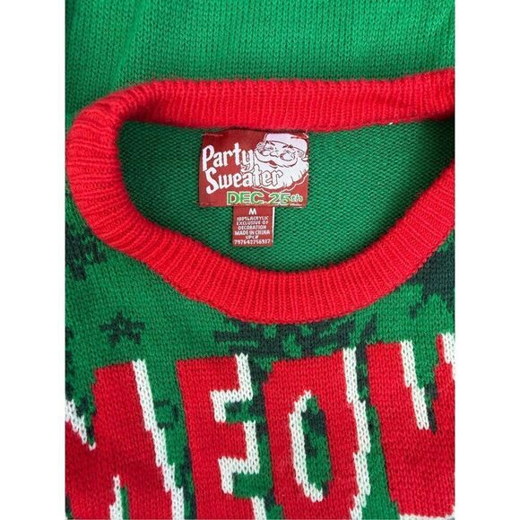 Meowy Catmus Ugly Christmas Sweater by Party Sweater  Sz. M Cat Christmas - Picture 7 of 8